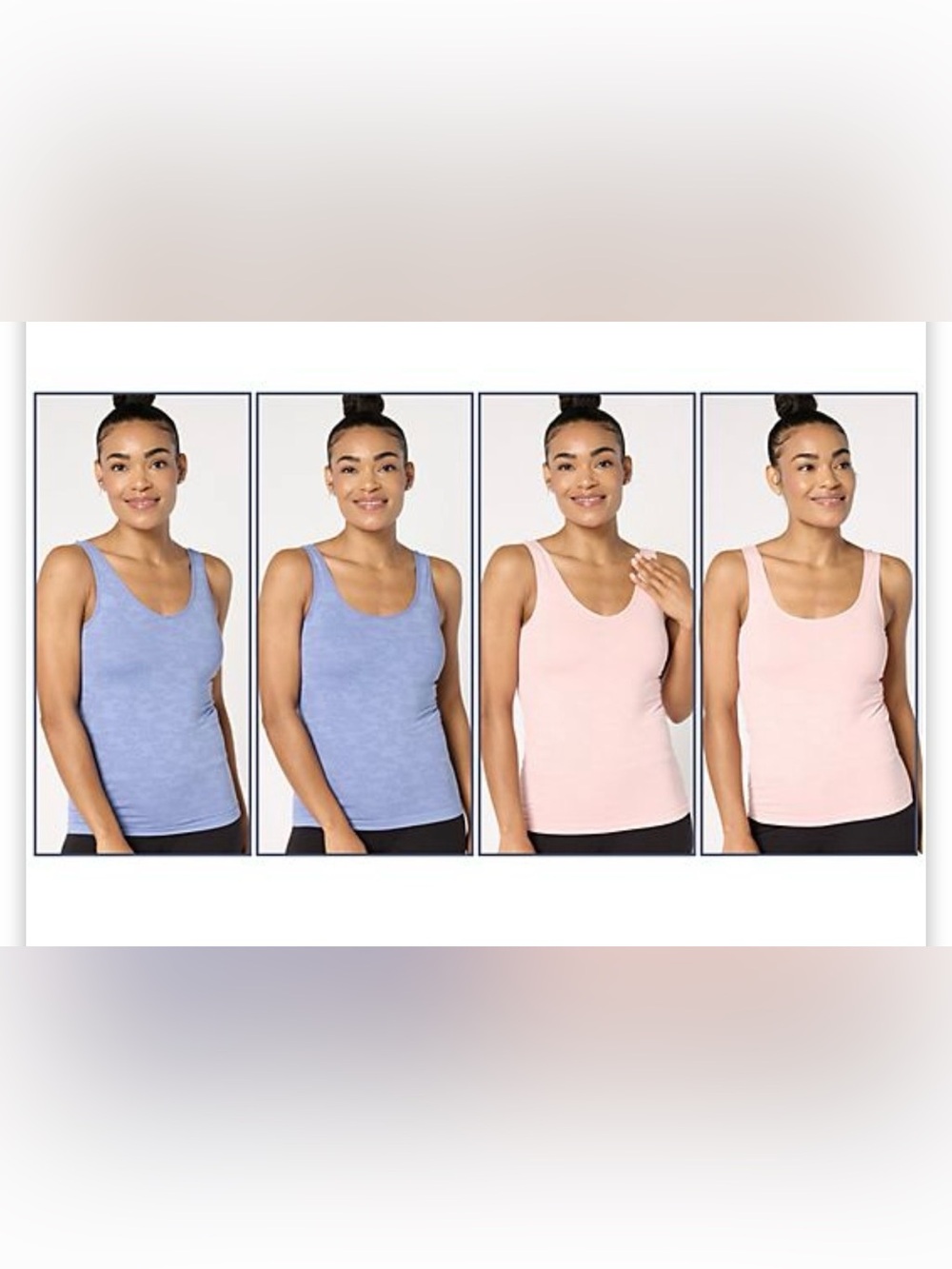 NWOT 2 XL Breezies Seamless Floral Reversible Neckline Tanktops, Blue & Pink QVC